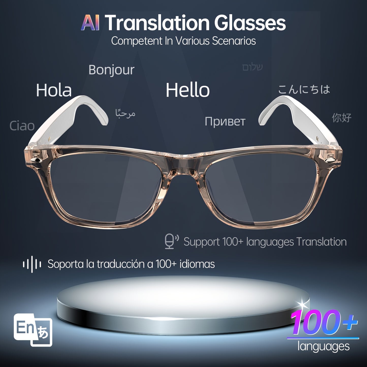 LIFEBEE™️ 2025 New Translator Smart wireless Glasses, multifunctional 100+ languages Translation Smart Wireless Anti-blue Glasses with Wireless Call, Music Playback, 100+ Languages Face-to-Face & Simultaneous Video Voice