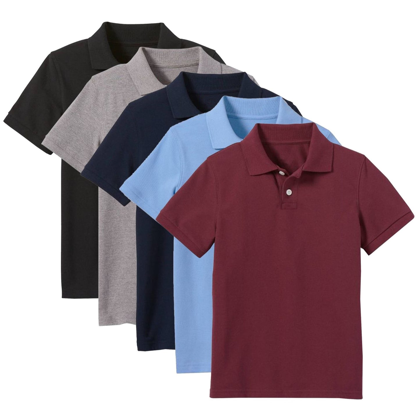 CLASSFIT ™️5-Pack Classic Boy's School Uniform Short Sleeve Polo Shirt