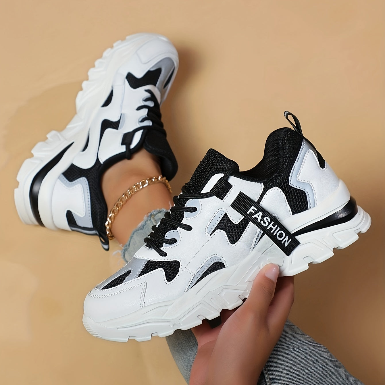 CHUNKUP™️Women's Shoes Breathable Mesh Chunky Sneakers - All-Season Comfortable Walking & Running Shoes, Thick Sole, Casual Sporty