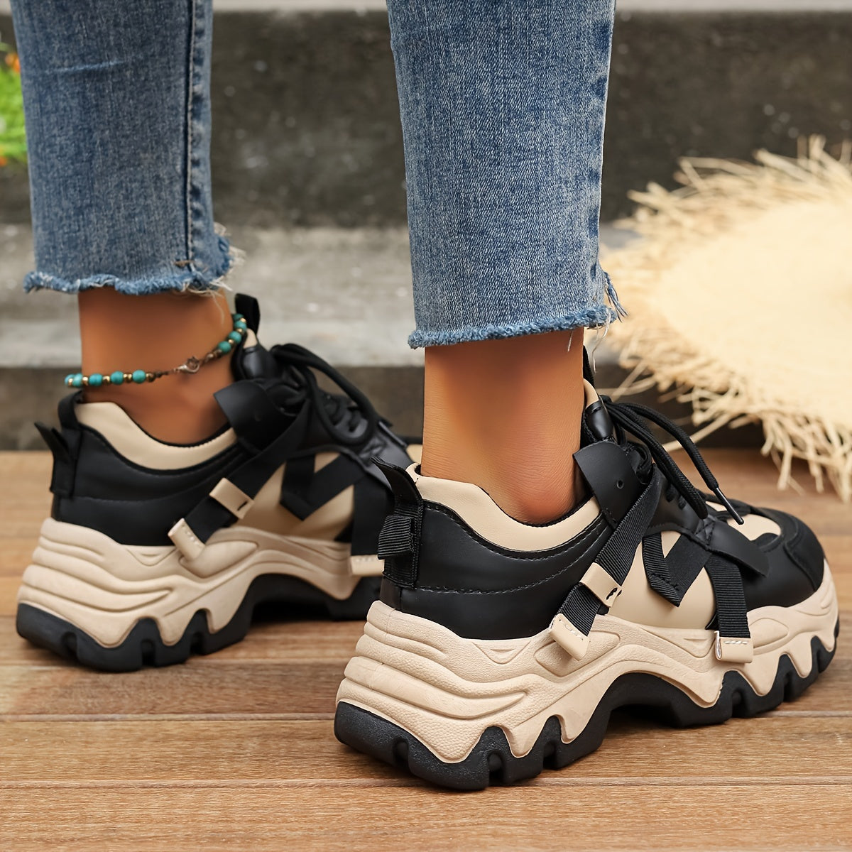 GET A CHRIP ™️Women's Fashion Chunky Thick Sole Casual Shoes, Lightweight, Low Top, Lace-Up, All-Season,