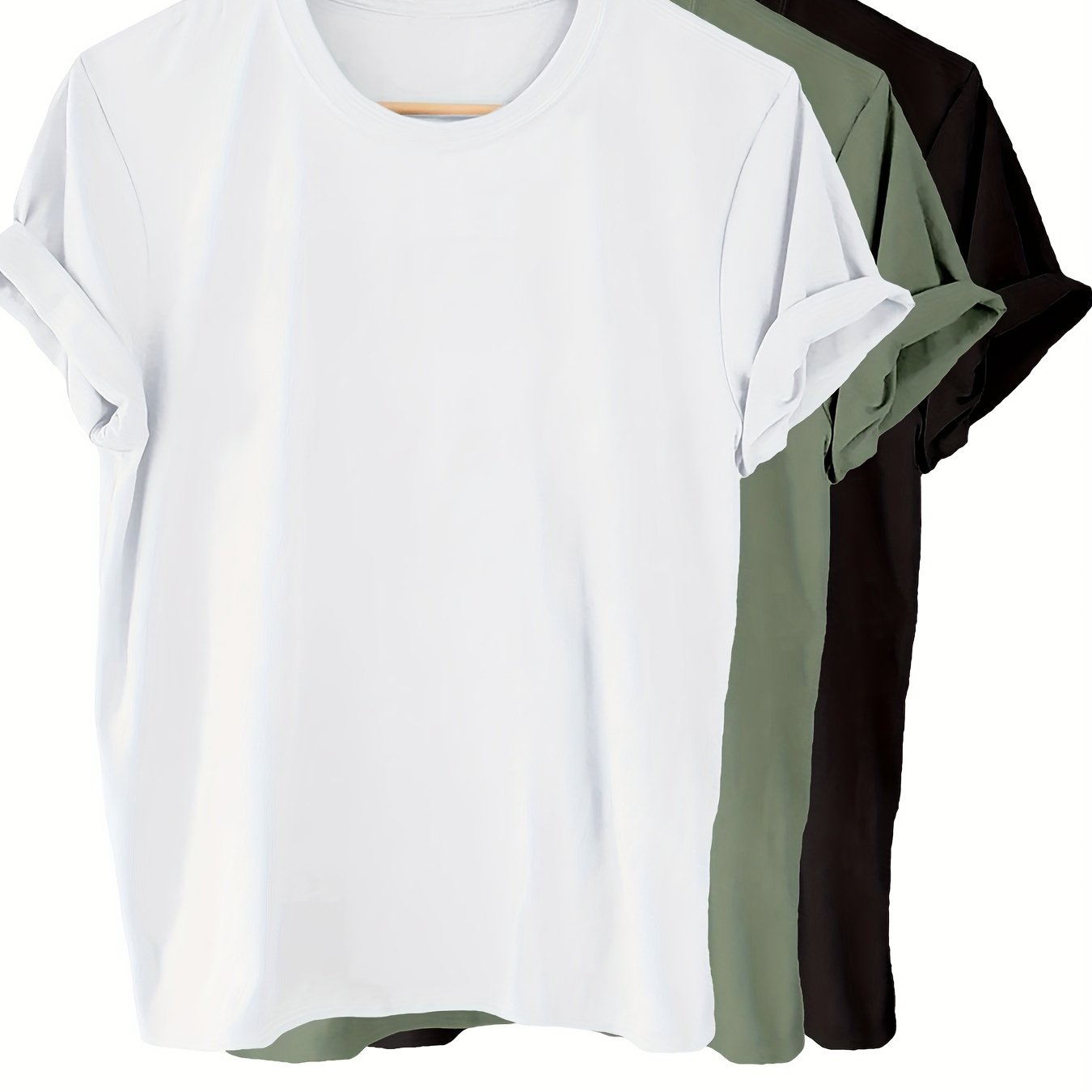 3pcs sister™️ Women's t shirts Solid Color 100% T-shirt, Summer And Spring Short Sleeved Round Neck Casual Top, Women's Clothing