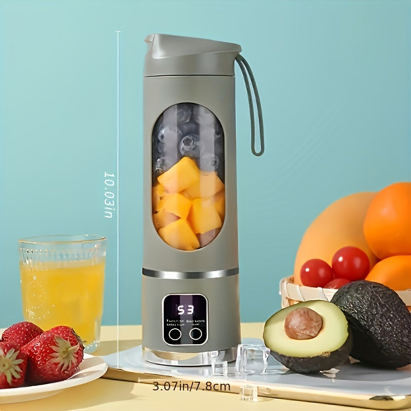 FRESH™️10.14oz to 16.91oz Compact USB-Rechargeable Portable Blender & Juicer with Stainless Steel Blade - Easy Clean, Digital Display,