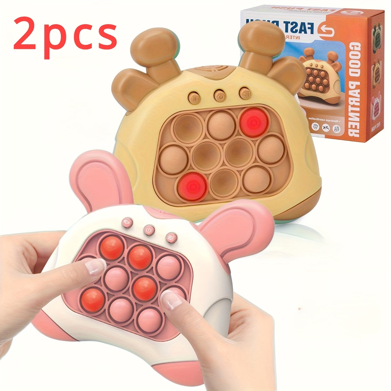 TWIST ™ 2pcs Light Up Pop Fidget Game - Sensory Toy for Kids & Adults - Push Bubble Pattern Popping Game - Fast Push Game - Stress Relief Gift