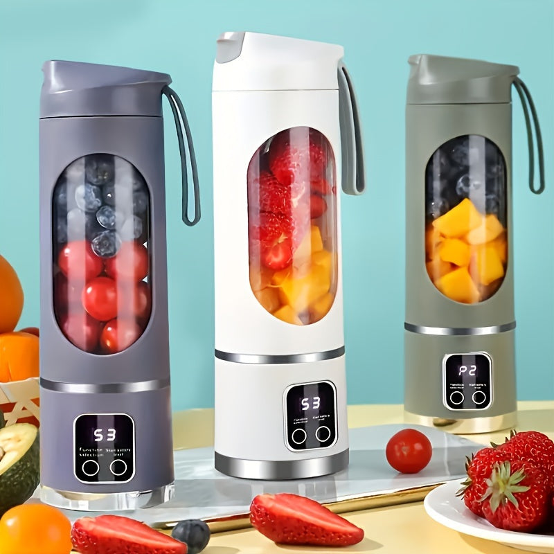 FRESH™️10.14oz to 16.91oz Compact USB-Rechargeable Portable Blender & Juicer with Stainless Steel Blade - Easy Clean, Digital Display,