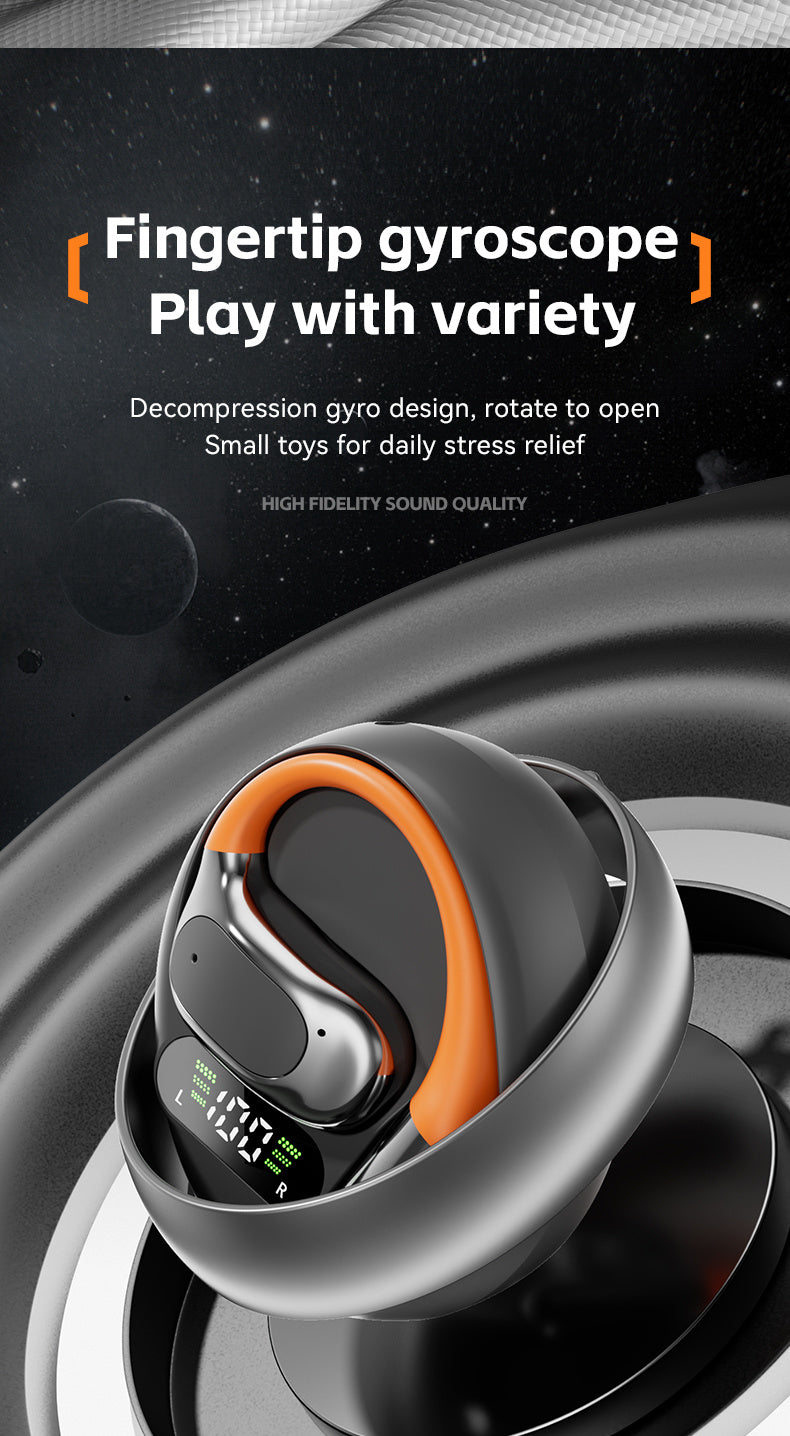 TUNE GO ™️Original Wireless Earphones True Wireless Earphones, Open Air Conduction Earbuds, Small Round Cake Design, Music OWS Headphones High Quality Headset HI-FI Sound, Long Battery Life, Led Display