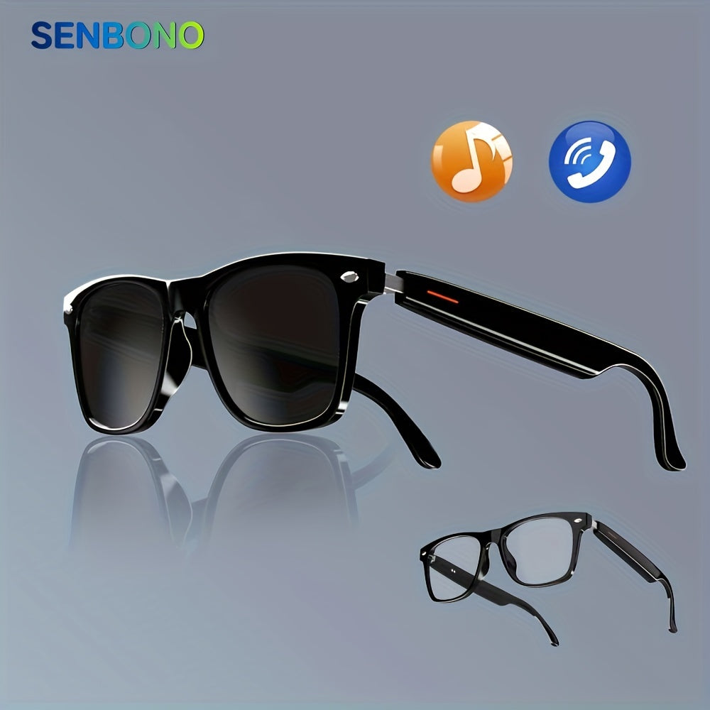 SENBONO ™️ Smart Glasses - Blue Light Filtering & Polarized Lenses, Low Latency Audio, Built-in Mic & Speakers, Touch & AI Voice Assistant Compatible, 5hrs Battery Life,