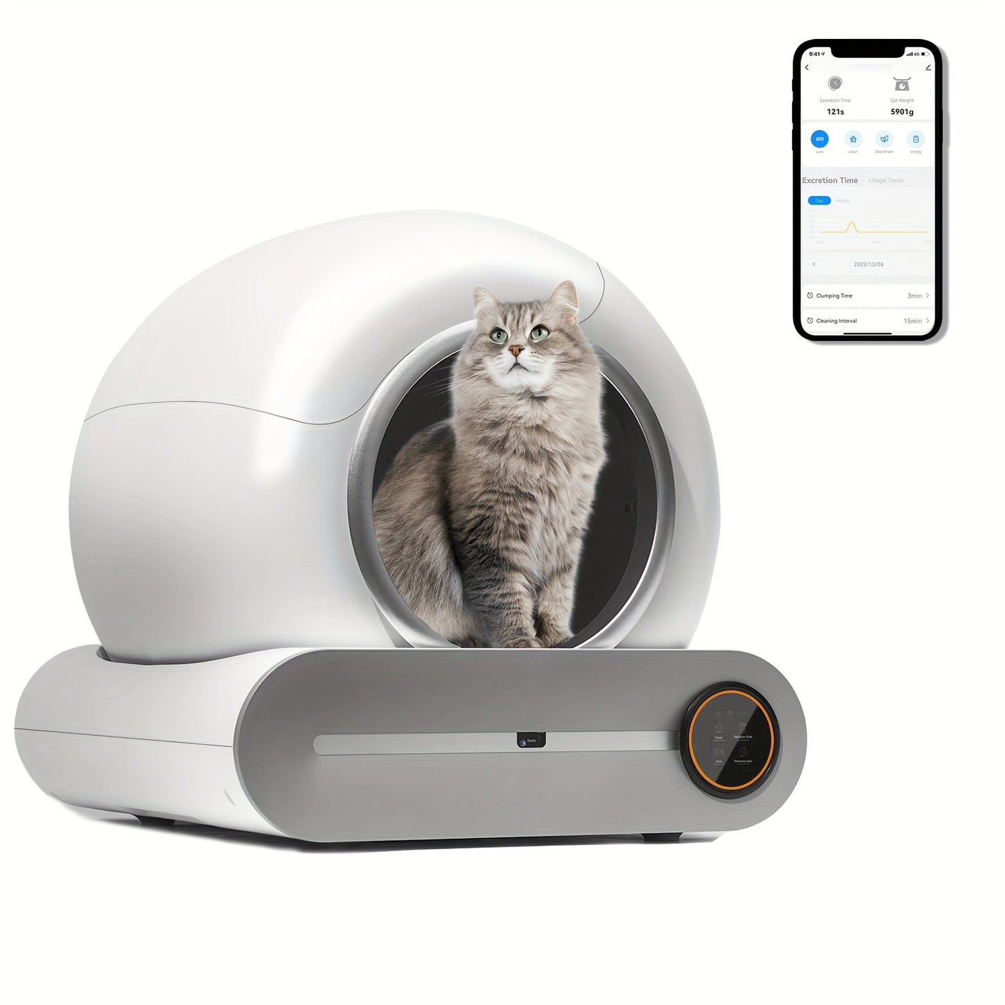 PISHAK™️65L+9L Large Capacity Automatic Cat Litter Box with Litter Mat, Suitable for 1-3 Cats, Cleaning Robot, WHIT APP CONTROL, SAFE AND SMART