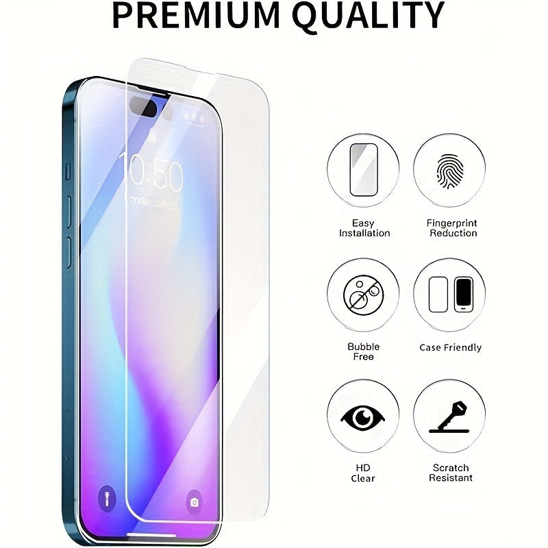 EDGE ™️3pcs Tempered Glass Screen Protectors with 3pcs Free Camera Lens Protectors for iPhone 11/12/13/14/15 Pro Max Series, Ultra-High Definition, 9H Hardness, YISHIMILE