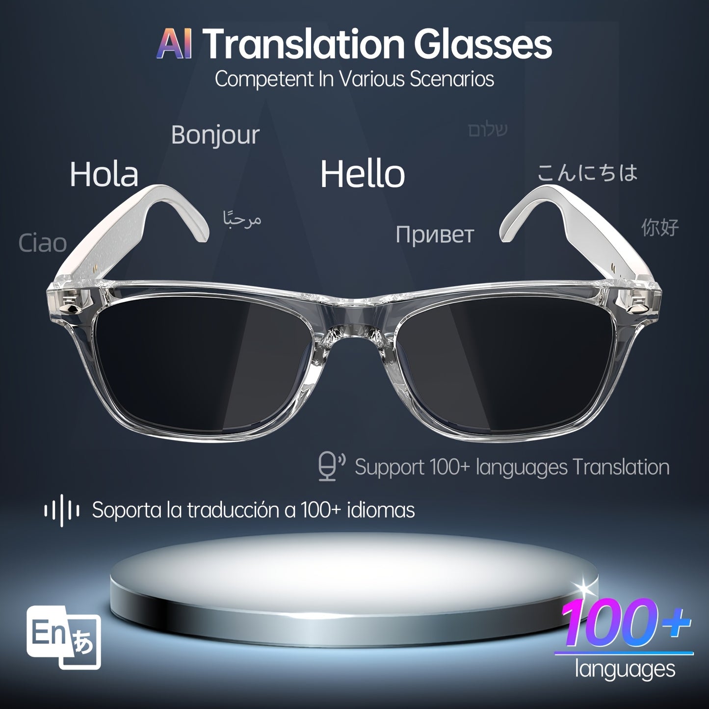 LIFEBEE™️ 2025 New Translator Smart wireless Glasses, multifunctional 100+ languages Translation Smart Wireless Anti-blue Glasses with Wireless Call, Music Playback, 100+ Languages Face-to-Face & Simultaneous Video Voice