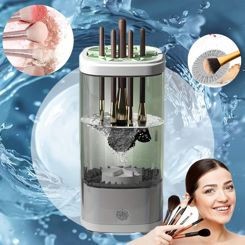 POLISH™️Electric Makeup Brush Cleaner Machine, Portable Automatic Cosmetic Brush Cleaner Tool, with 7000 RPM Motor, Includes Silicone Pad, for 3-4 Brushes,
