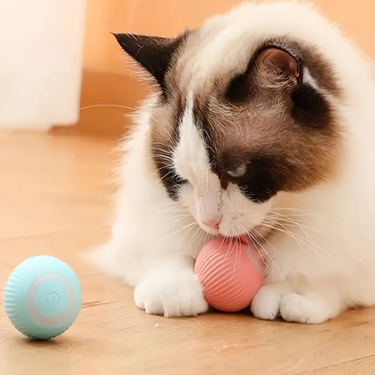 1pc MEOW Smart Interactive Cat Toy Automatic Rolling Ball Self-Entertainment And Teasing Cat Stick Cat Ball Cat Electric Toy