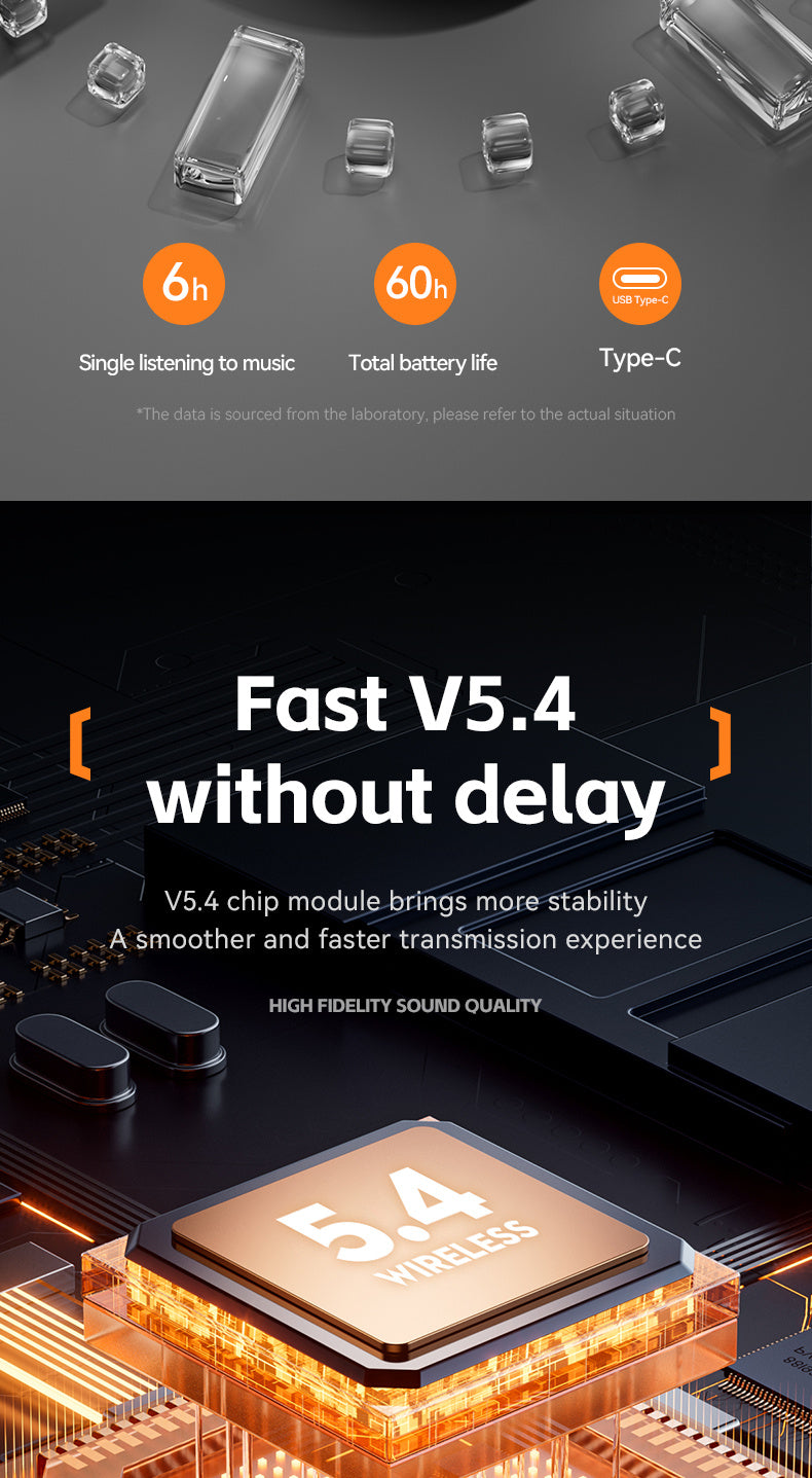 TUNE GO ™️Original Wireless Earphones True Wireless Earphones, Open Air Conduction Earbuds, Small Round Cake Design, Music OWS Headphones High Quality Headset HI-FI Sound, Long Battery Life, Led Display