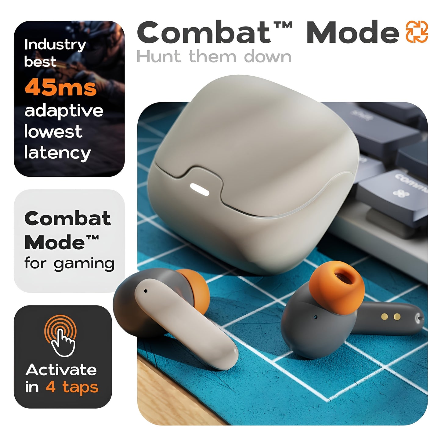 BOOM BOX™️AI Translation Smart Earbuds with 140+ Language Support, ENC Noise-Canceling, Wireless TWS Headphones, Long Battery Life, Music & Call Playback - Black & Orange, Type-C Charging Case Included