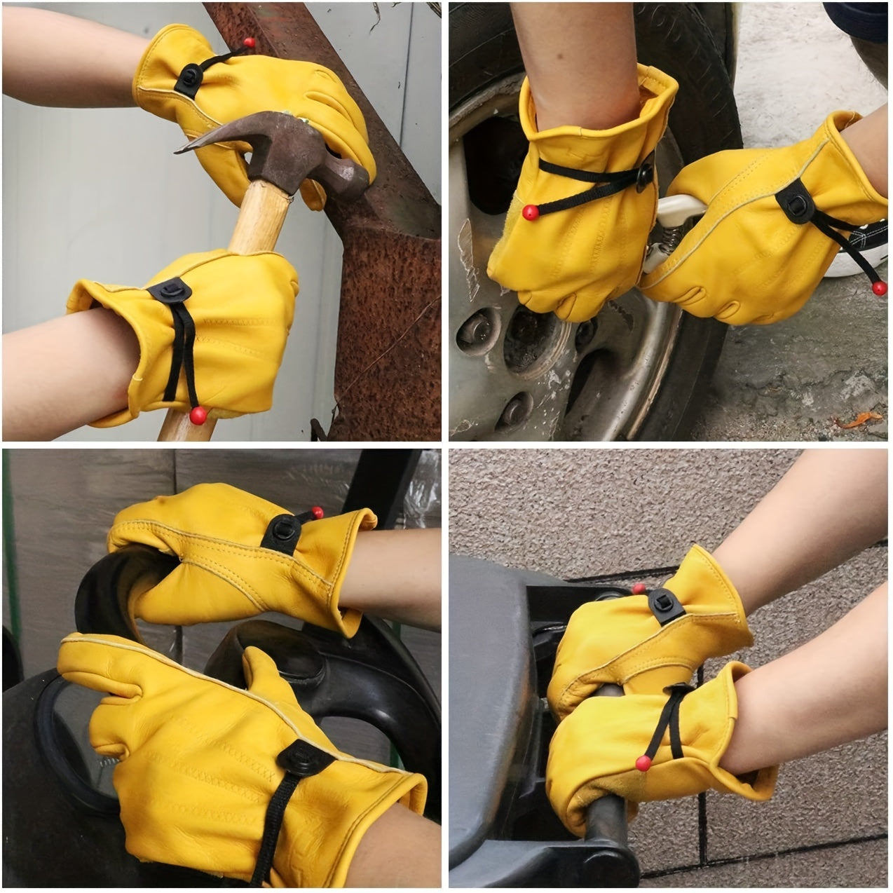 Leather Work Gloves Two Pairs of Leather Work Gloves - truck Driver Gloves, Gardening Gloves, heavy duty