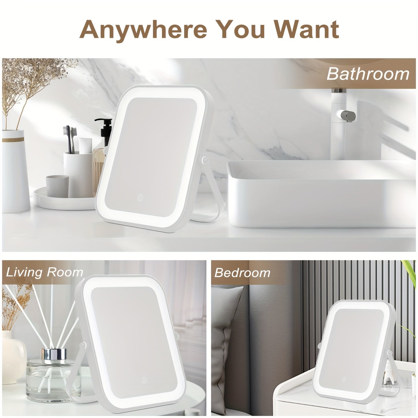 GO GIRL™ 8X10inch Lighted Vanity Makeup Mirror,