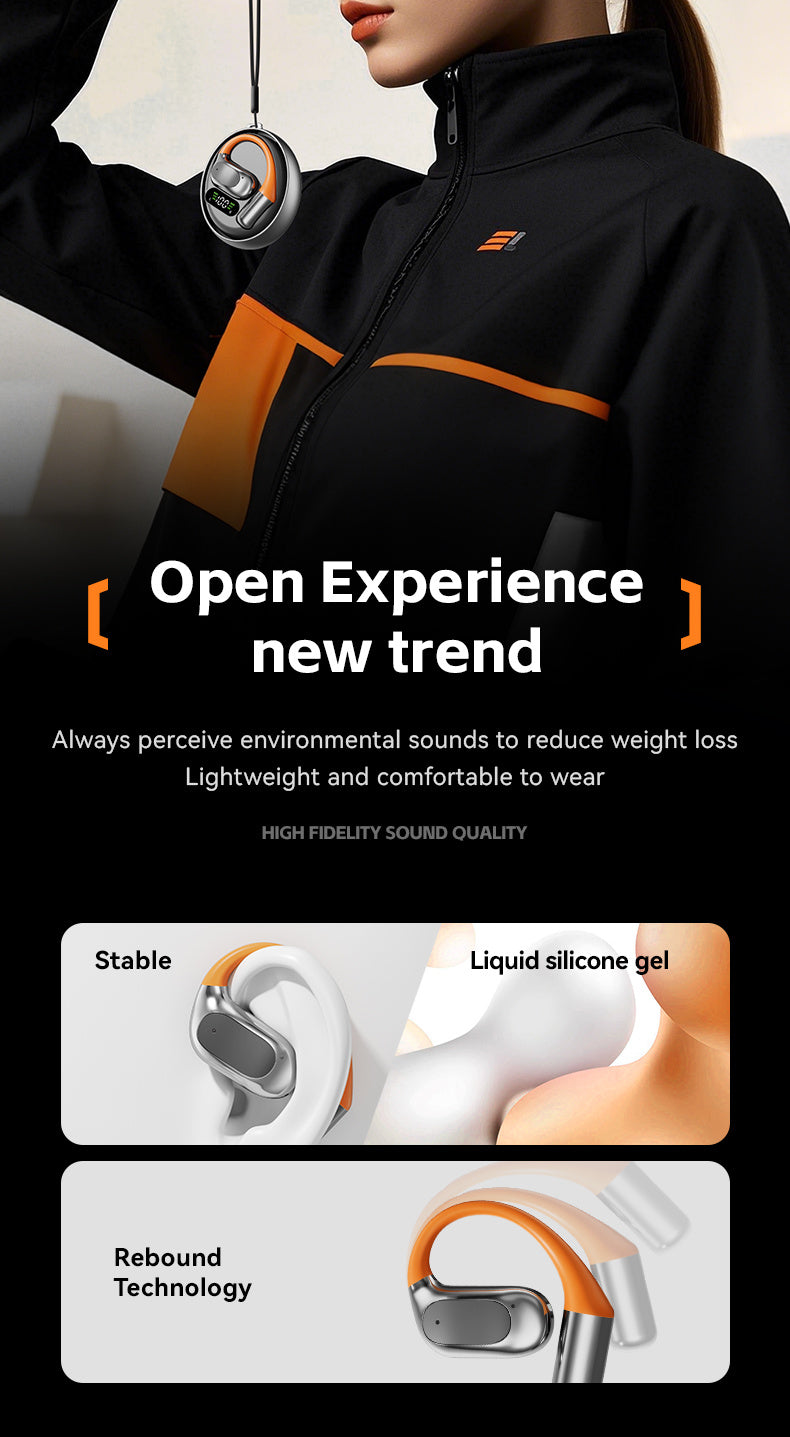 TUNE GO ™️Original Wireless Earphones True Wireless Earphones, Open Air Conduction Earbuds, Small Round Cake Design, Music OWS Headphones High Quality Headset HI-FI Sound, Long Battery Life, Led Display