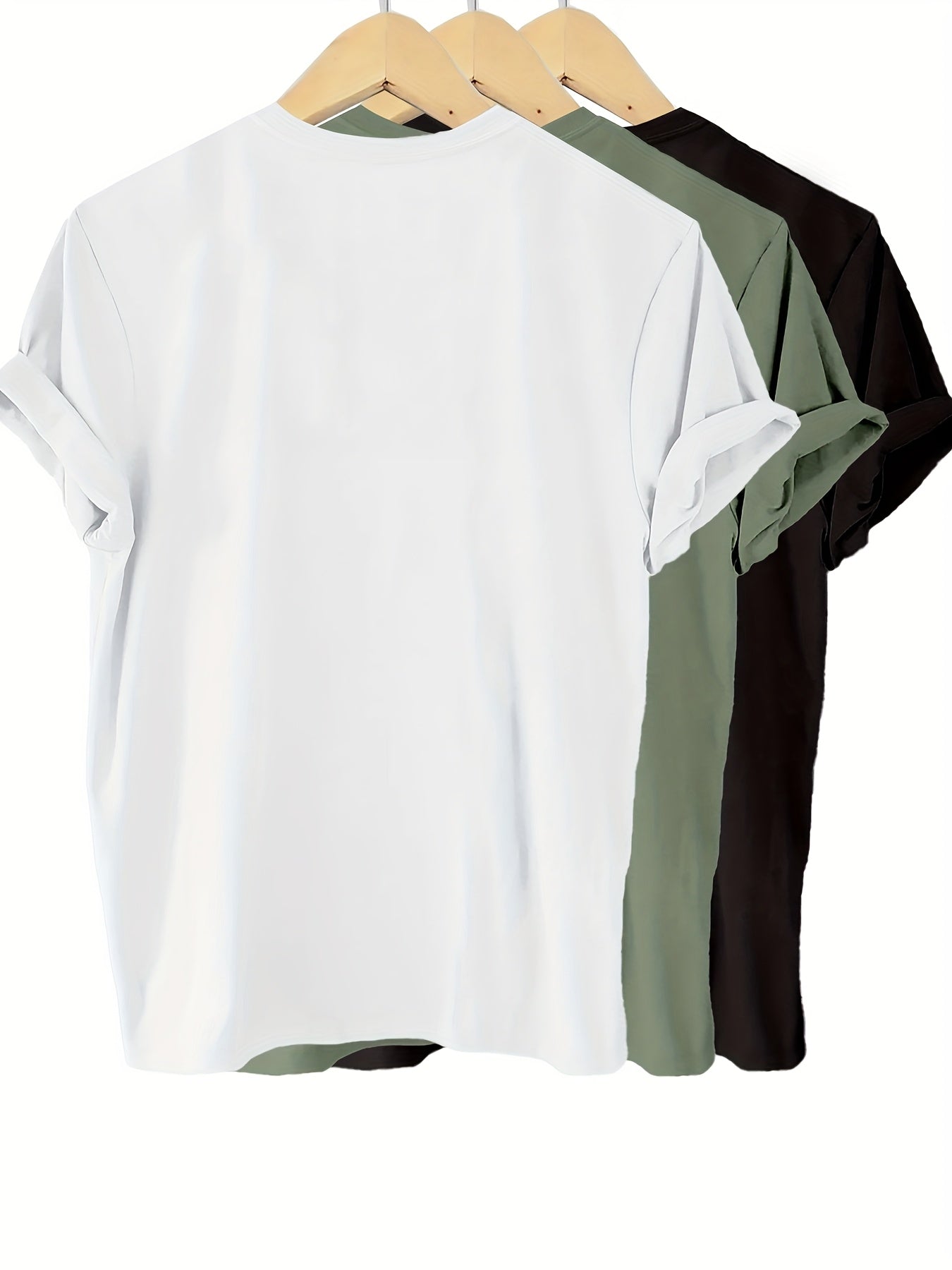 3pcs sister™️ Women's t shirts Solid Color 100% T-shirt, Summer And Spring Short Sleeved Round Neck Casual Top, Women's Clothing