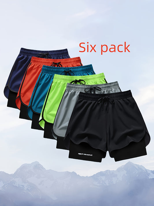 MISTERSHORTCUT™️6pcs Men's Quick-Dry Athletic Shorts - Lightweight, Breathable Ice Silky Fabric
