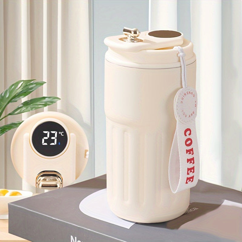 DRINKUP™ Coffee Mug, Stainless Steel Coffee Cup, Vacuum Sealed Portable Thermal Tumbler with Flip Top Lid, Battery Powered ,1PCS Smart mug