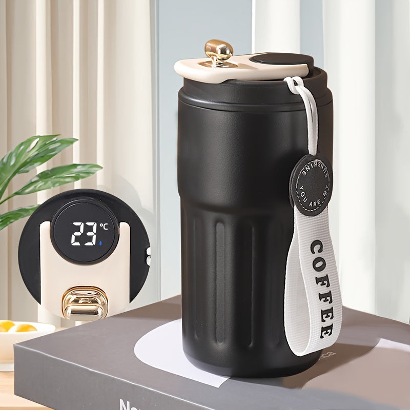 DRINKUP™ Coffee Mug, Stainless Steel Coffee Cup, Vacuum Sealed Portable Thermal Tumbler with Flip Top Lid, Battery Powered ,1PCS Smart mug