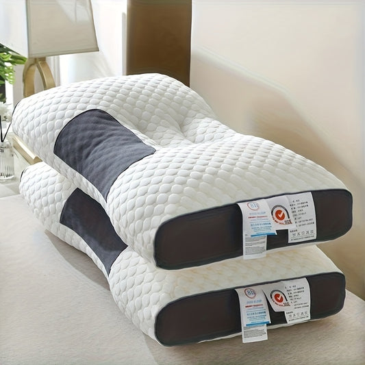SLEEP WELL™ Knitted Antibacterial Cotton Massage Neck Pillow For Sleeping Soft, Adjustable Ergonomic Orthopedic Contour Support Pillow, High Quality Pillow Core, Removable Cover