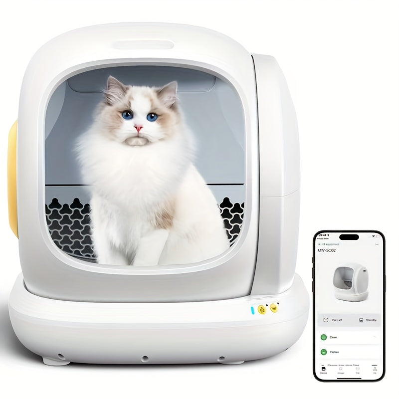 MEOW MEOW  ™ Self Cleaning Litter Box, Automatic Cat Litter Box Self Cleaning For Multiple Cats, Odor Removal Anti Pinch Kitty Litter Box, APP Control Smart Litter Box with Liners Bags