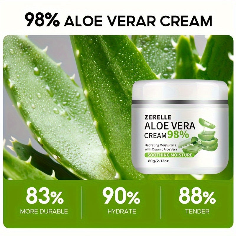 30G/ ZERELLE ™ALOE VERA CREAM with Hyaluronic Acid, Replenishes And Locks in Moisture, Keeps Skin Tender And Smooth, Gentle And Non-Irritating