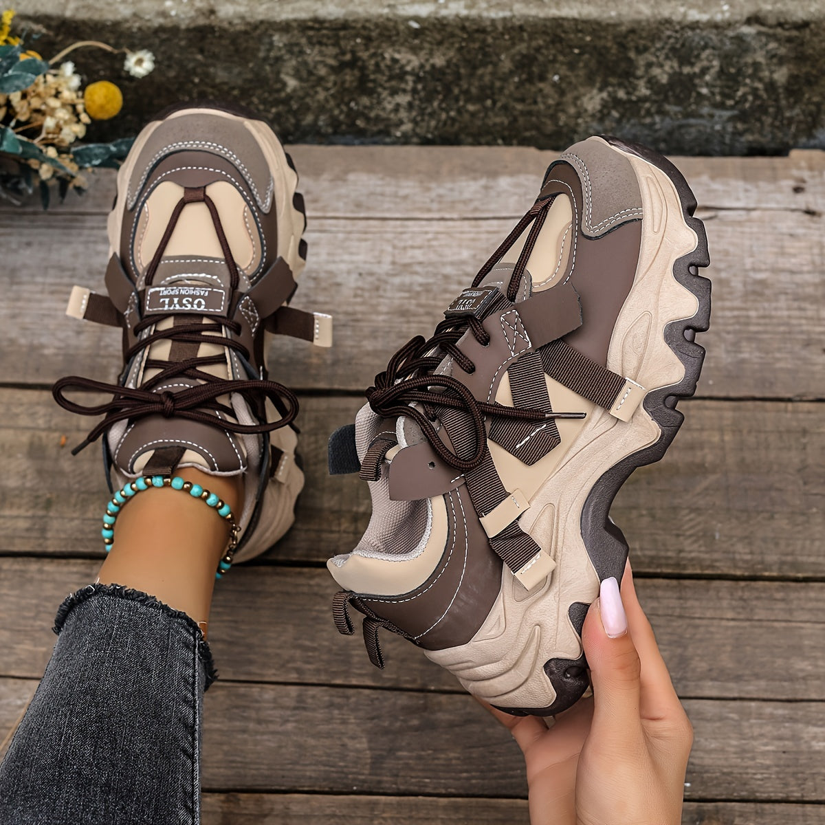 GET A CHRIP ™️Women's Fashion Chunky Thick Sole Casual Shoes, Lightweight, Low Top, Lace-Up, All-Season,