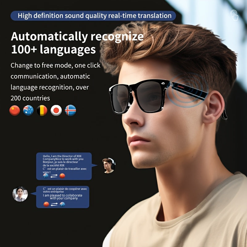 LIFEBEE™️ 2025 New Translator Smart wireless Glasses, multifunctional 100+ languages Translation Smart Wireless Anti-blue Glasses with Wireless Call, Music Playback, 100+ Languages Face-to-Face & Simultaneous Video Voice