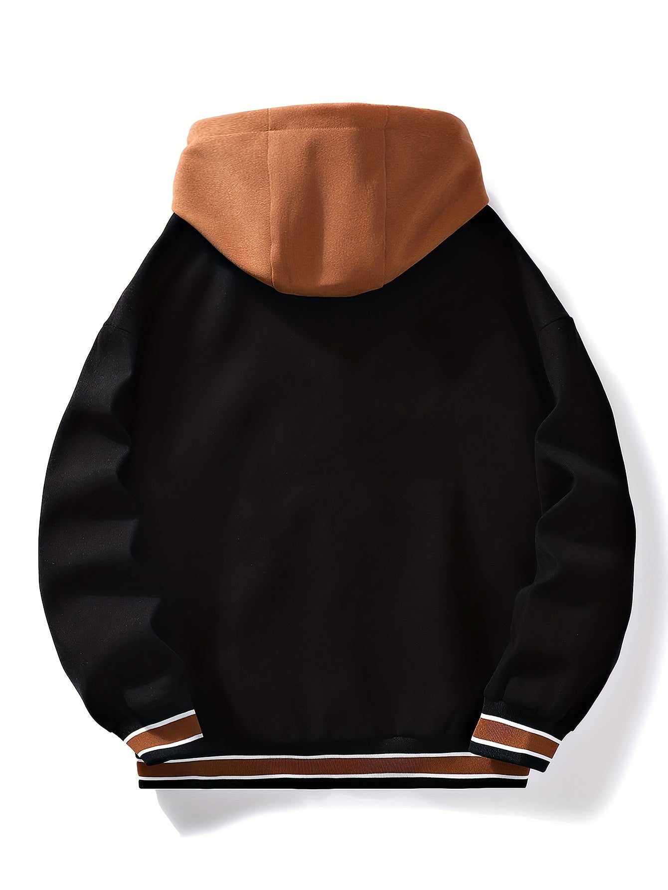 JUST JACKET™ Men's Casual Letter Print Hooded Varsity Jacket, Chic Vintage Style Thin Bomber Jacket for Spring Fall