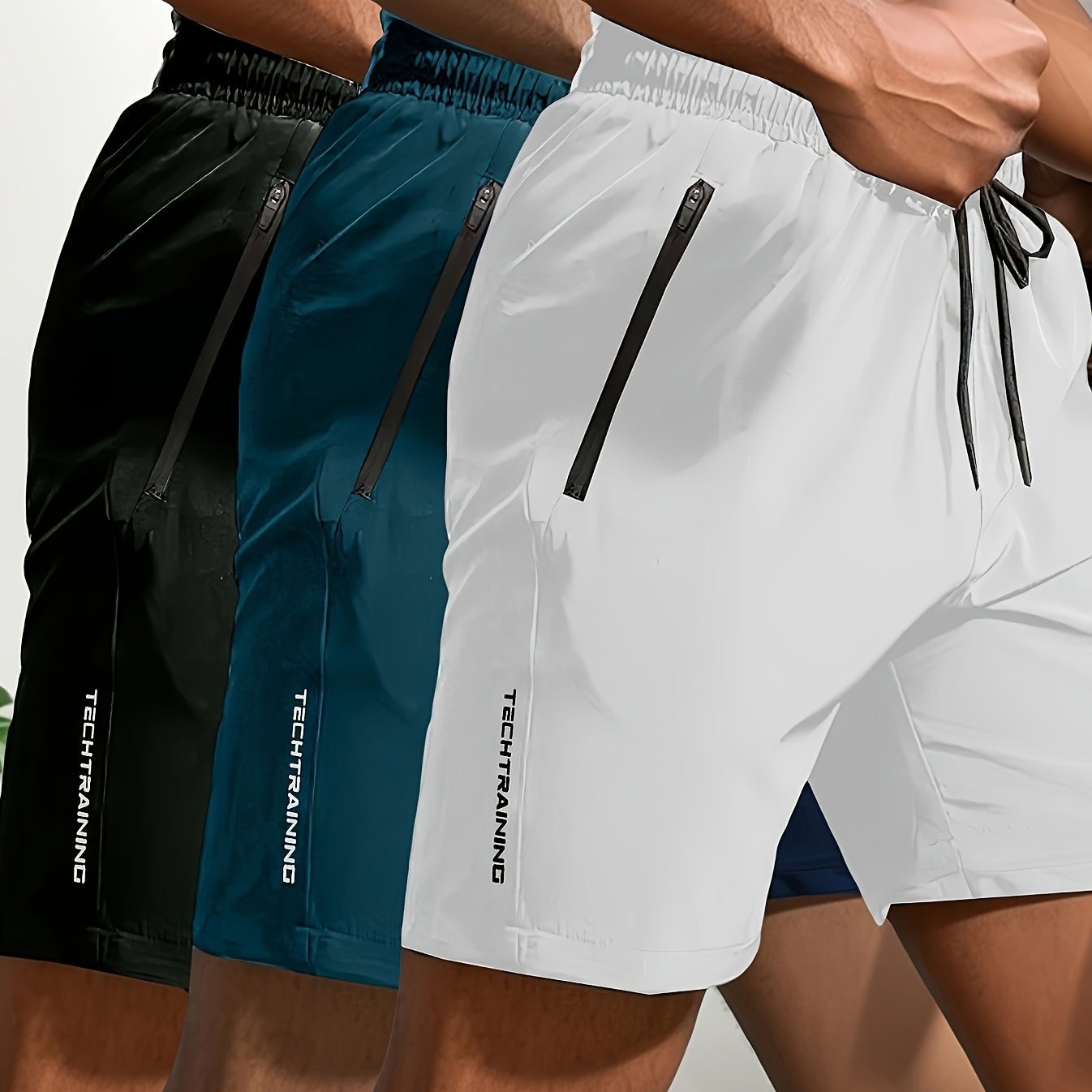 HITANDRUN™️ [Quick-Dry Athletic Shorts] Quick-Dry 3pcs Men's Athletic Shorts - Breathable & Sweat-Wicking for Running, Cycling, Hiking & Swimming