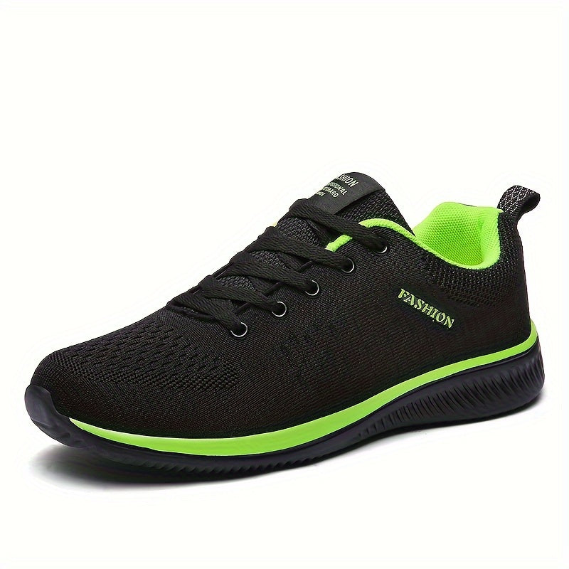 SHUUZE ™ Men's Trendy Woven Knit Breathable Sneakers, Comfy Non-Slip Lace Up Soft Sole Shoes For Men's Outdoor Activities