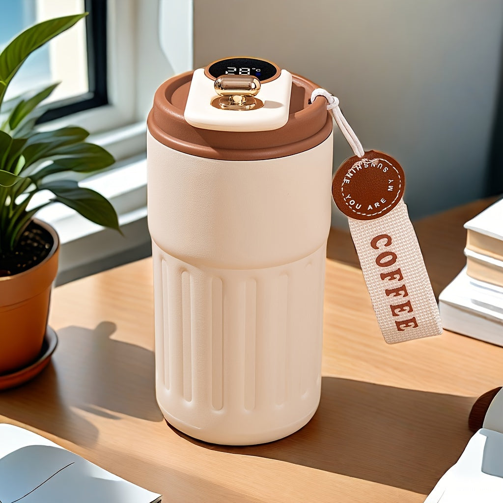 DRINKUP™ Coffee Mug, Stainless Steel Coffee Cup, Vacuum Sealed Portable Thermal Tumbler with Flip Top Lid, Battery Powered ,1PCS Smart mug