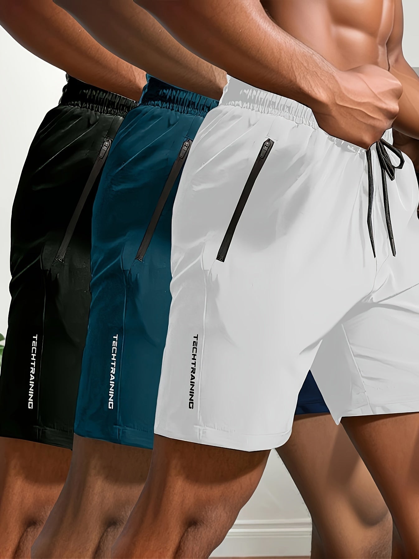 HITANDRUN™️ [Quick-Dry Athletic Shorts] Quick-Dry 3pcs Men's Athletic Shorts - Breathable & Sweat-Wicking for Running, Cycling, Hiking & Swimming