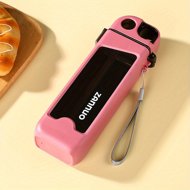 GLASSOFWATER ™️Summer Leakproof Square Water Bottle - 1pc 350ml/11.83oz Plastic Cup With Scale - Suitable For Outdoor Activities, Travel, Christmas Gift