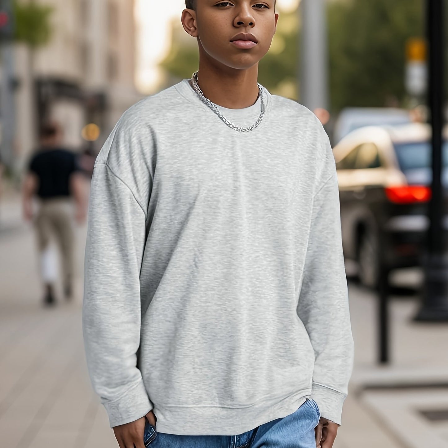 Men's Crewneck Sweatshirt Long Sleeve Hip Hop Fleece Pullover Vintage Sweatshirt Street Fashion Sweatshirts