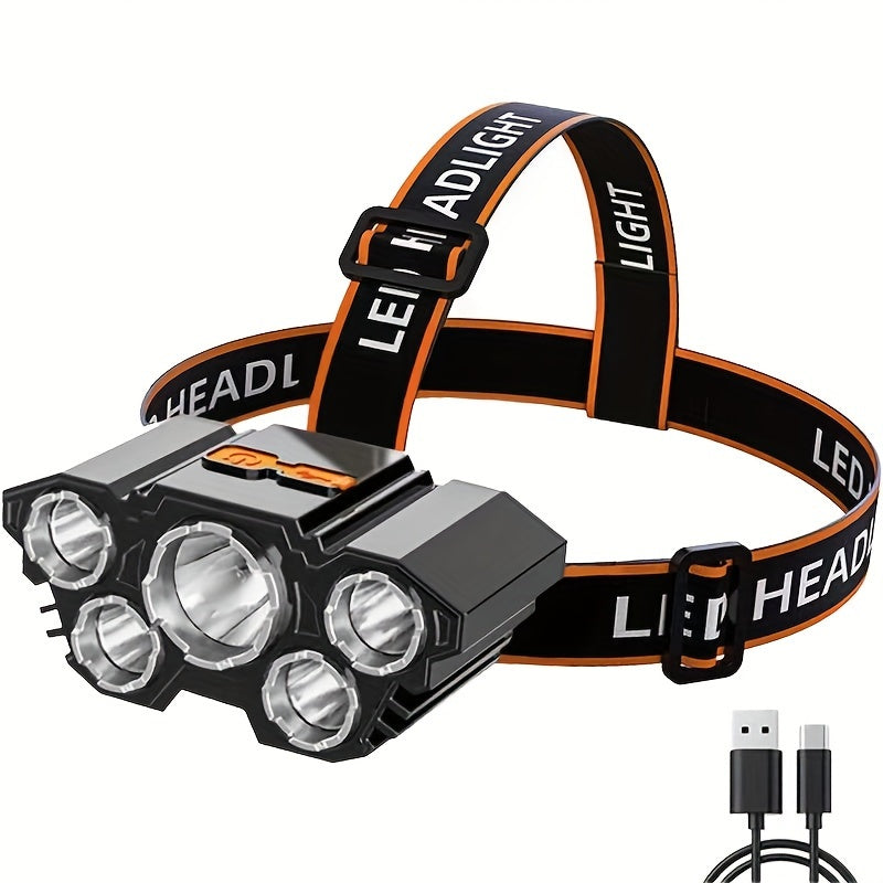 FIREFLY ™High Lumens 5 LED Headlamp Super Bright Headlight Outdoor Waterproof Head Lamp Head Flashlight for Camping Hiking Cycling Hunting