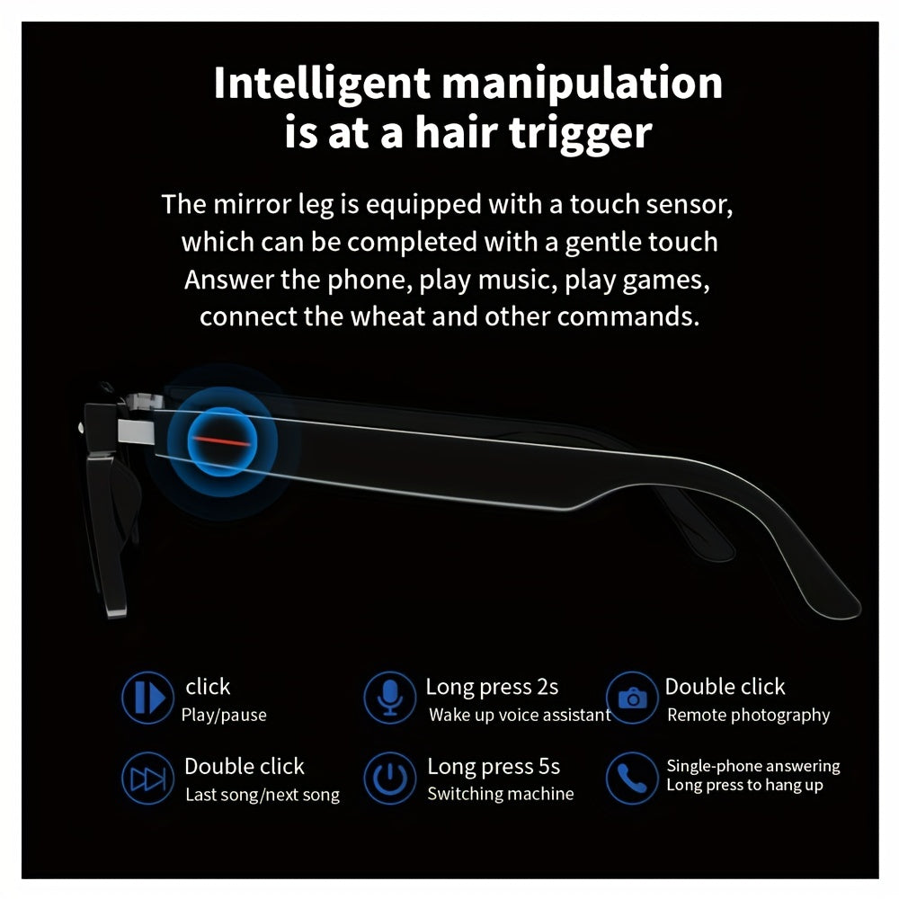 SENBONO ™️ Smart Glasses - Blue Light Filtering & Polarized Lenses, Low Latency Audio, Built-in Mic & Speakers, Touch & AI Voice Assistant Compatible, 5hrs Battery Life,