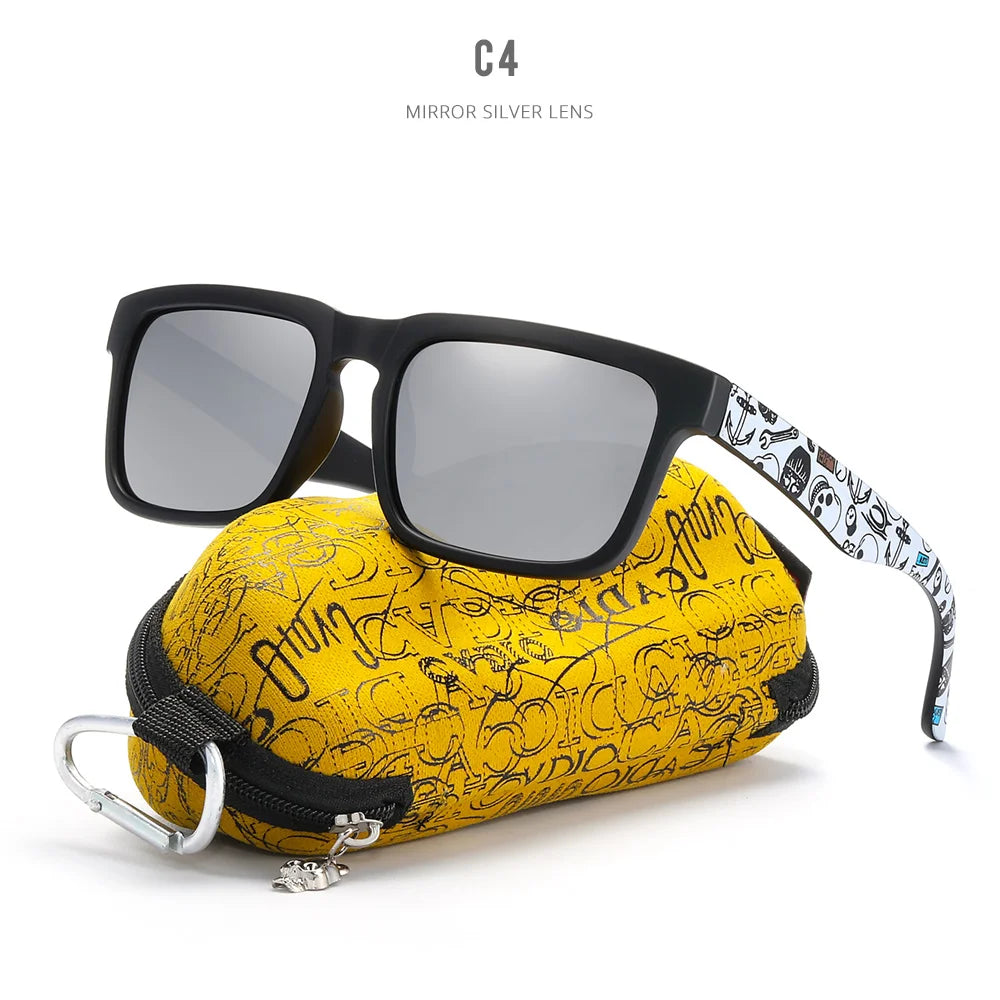 KDEAM™️ Eye-catching Function Polarized Sunglasses for Men Matte Black Frame Fit. Painting Temples Play-Cool Sunglasses With Case