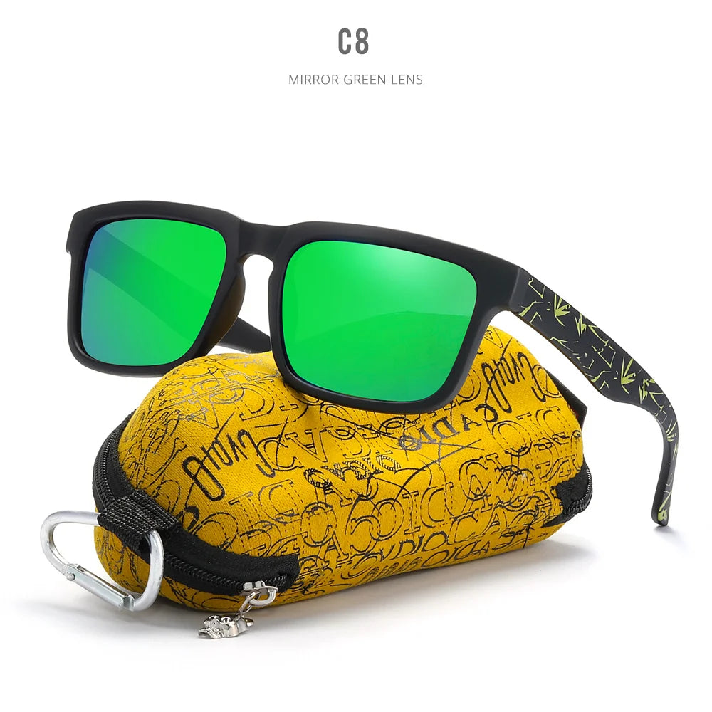 KDEAM™️ Eye-catching Function Polarized Sunglasses for Men Matte Black Frame Fit. Painting Temples Play-Cool Sunglasses With Case