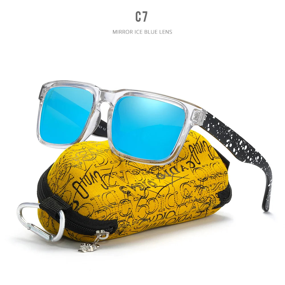 KDEAM™️ Eye-catching Function Polarized Sunglasses for Men Matte Black Frame Fit. Painting Temples Play-Cool Sunglasses With Case