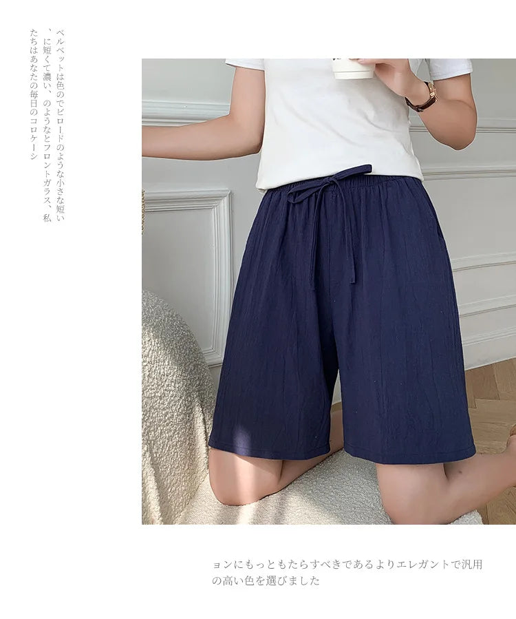 DOZW™️GIRL, Women shorts Summer Casual Solid Cotton Linen shorts high waist loose shorts for girls Soft Cool female shorts M-3XL