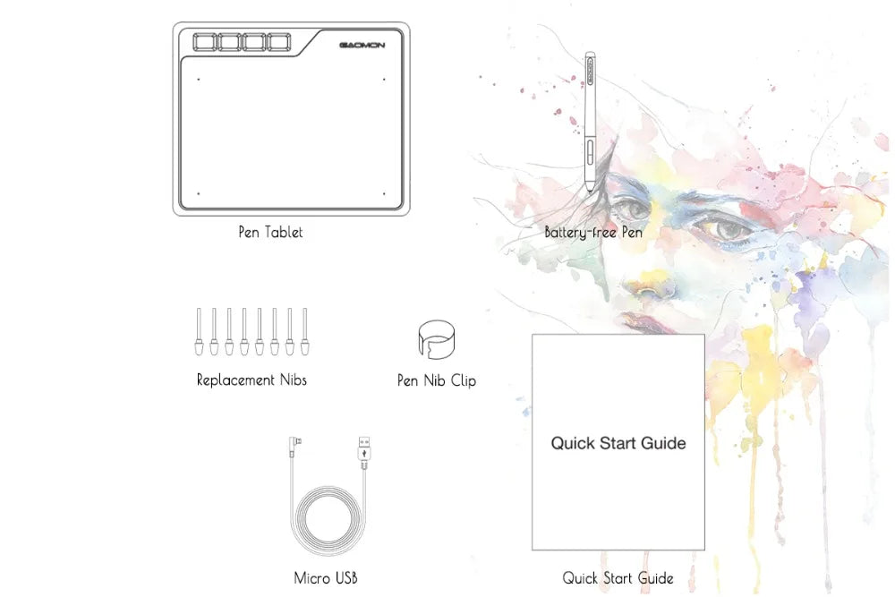 GAOMONS™ |620 Small Graphics Tablet 6*4 Inch Drawing Tablet with Pen 8192 Levels Pressure, Easy Connect to Android, Phone, Laptop, PC, etc.