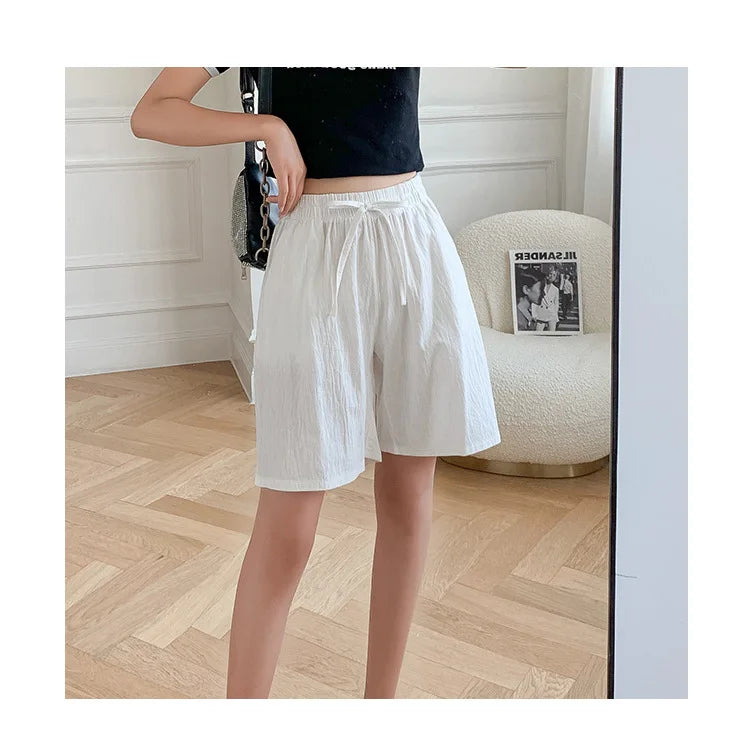 DOZW™️GIRL, Women shorts Summer Casual Solid Cotton Linen shorts high waist loose shorts for girls Soft Cool female shorts M-3XL