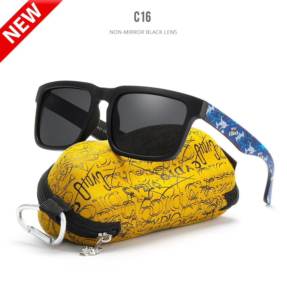 KDEAM™️ Eye-catching Function Polarized Sunglasses for Men Matte Black Frame Fit. Painting Temples Play-Cool Sunglasses With Case
