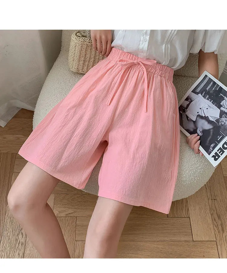 DOZW™️GIRL, Women shorts Summer Casual Solid Cotton Linen shorts high waist loose shorts for girls Soft Cool female shorts M-3XL