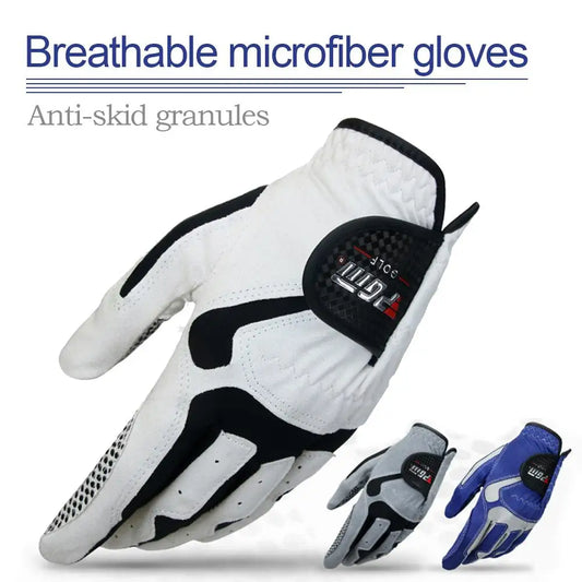Golf GRIP™ Gloves Men's Glove Fiber Soft White Blue Left Hand Anti-Skidding Non-Slip Particles Breathable Golf Glove