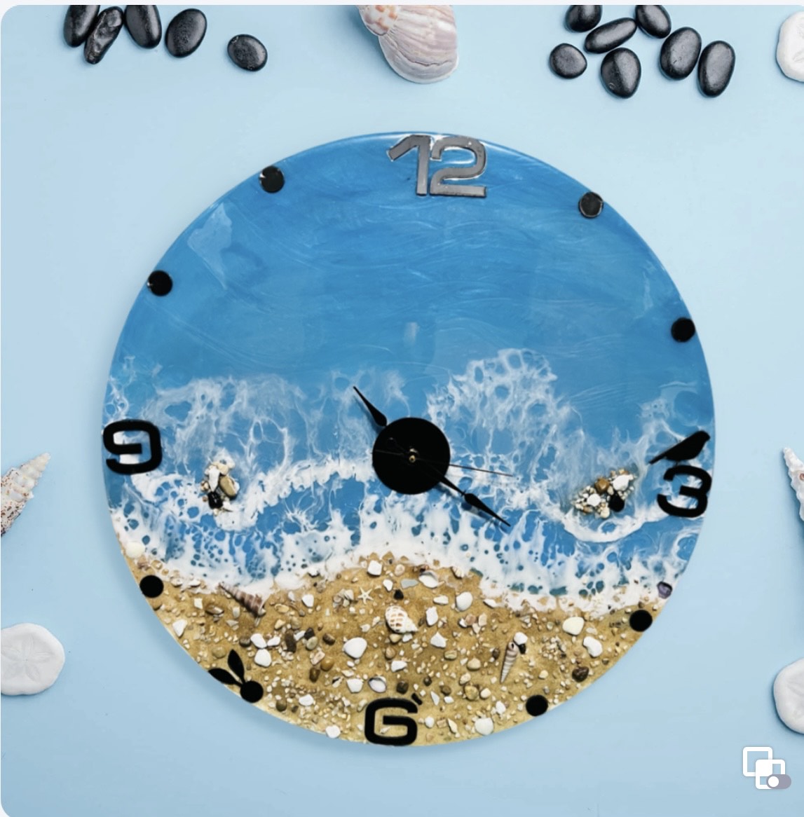 FIZA™️Beautiful Ocean Wave Epoxy Resin Wall Clock Handmade Housewarming Gift & Dec