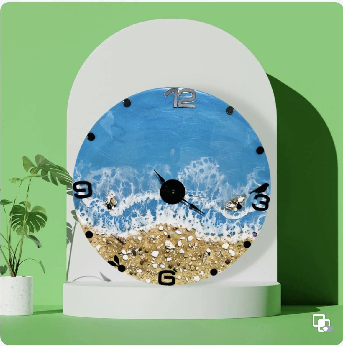FIZA™️Beautiful Ocean Wave Epoxy Resin Wall Clock Handmade Housewarming Gift & Dec