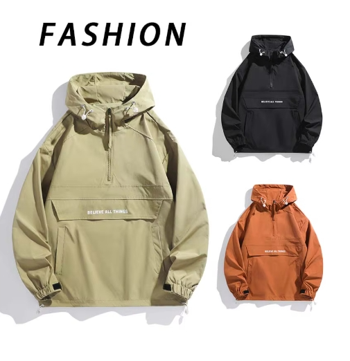 BLAZR ™New Hoodie Men Spring/winter Autumn Waterproof Casual Versatile Streetwear Fashion Loose Pullover Half Zip Hooded Jacket/street wear/fashion clothes, Sweatshirt, Pullover jacket Men's casual ja